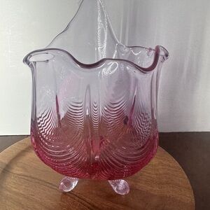 Fenton Pink Swirl Handkerchief Style Vase